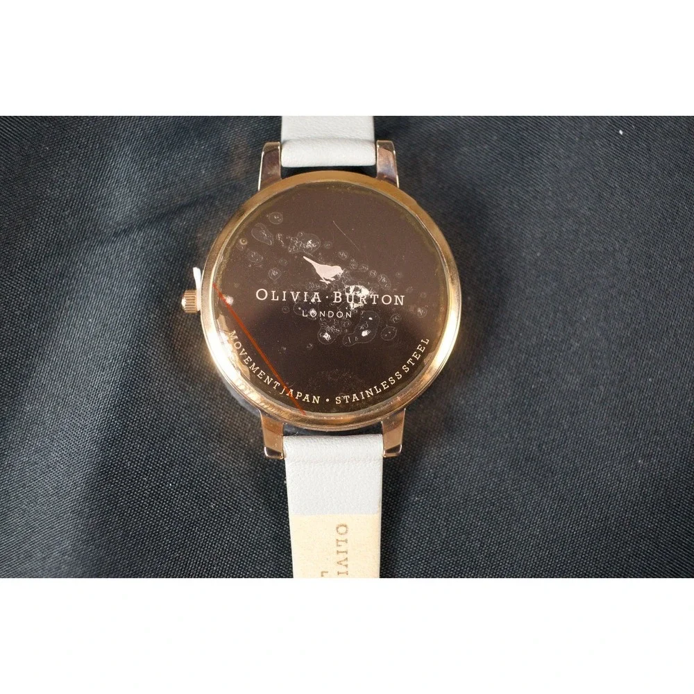Olivia Burton OB15BDW02 Big Dial Watch Womens Rose Gold Grey Leather Unworn Box
